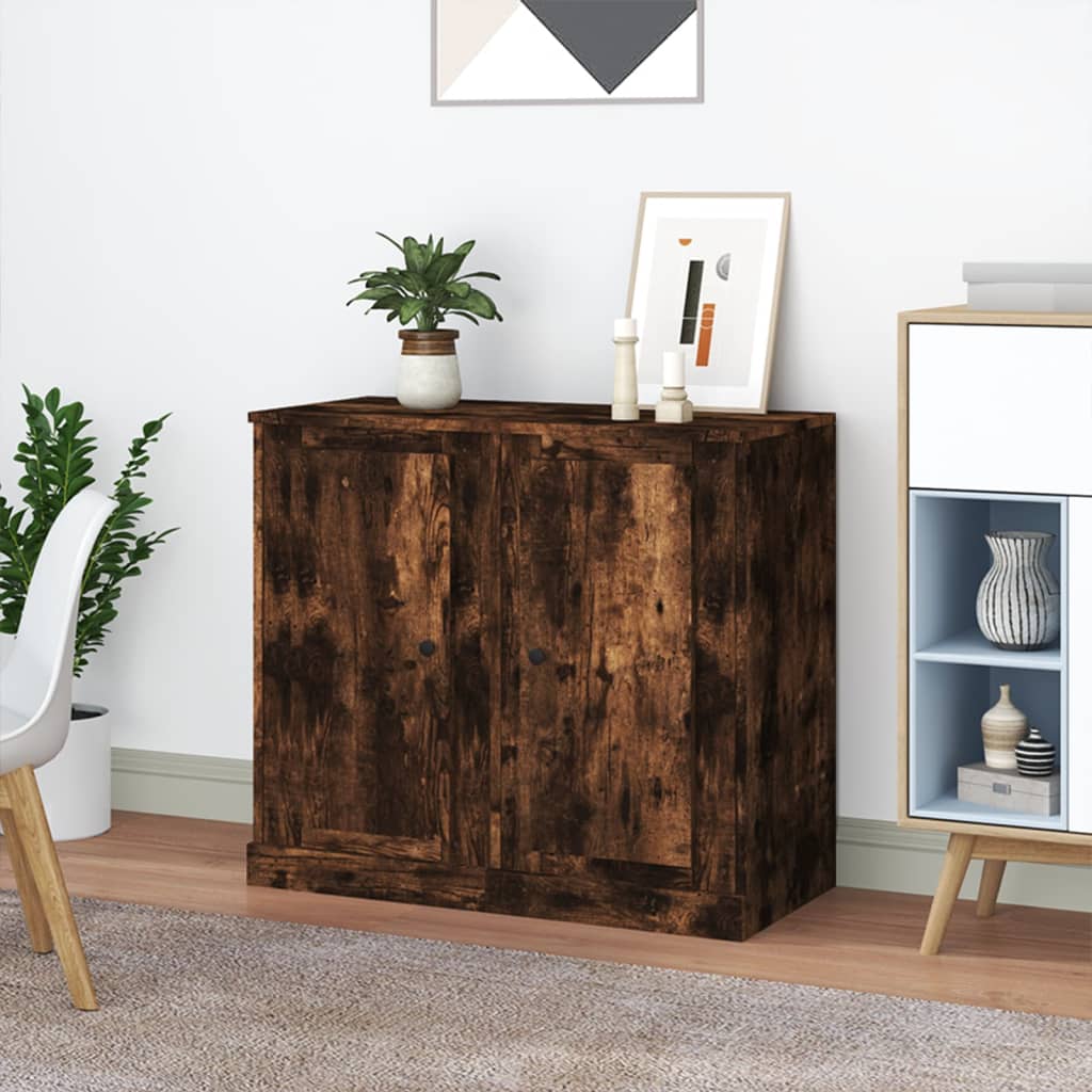 Berkfield Sideboards 2 pcs Smoked Oak 37.5x35.5x67.5 cm Engineered Wood