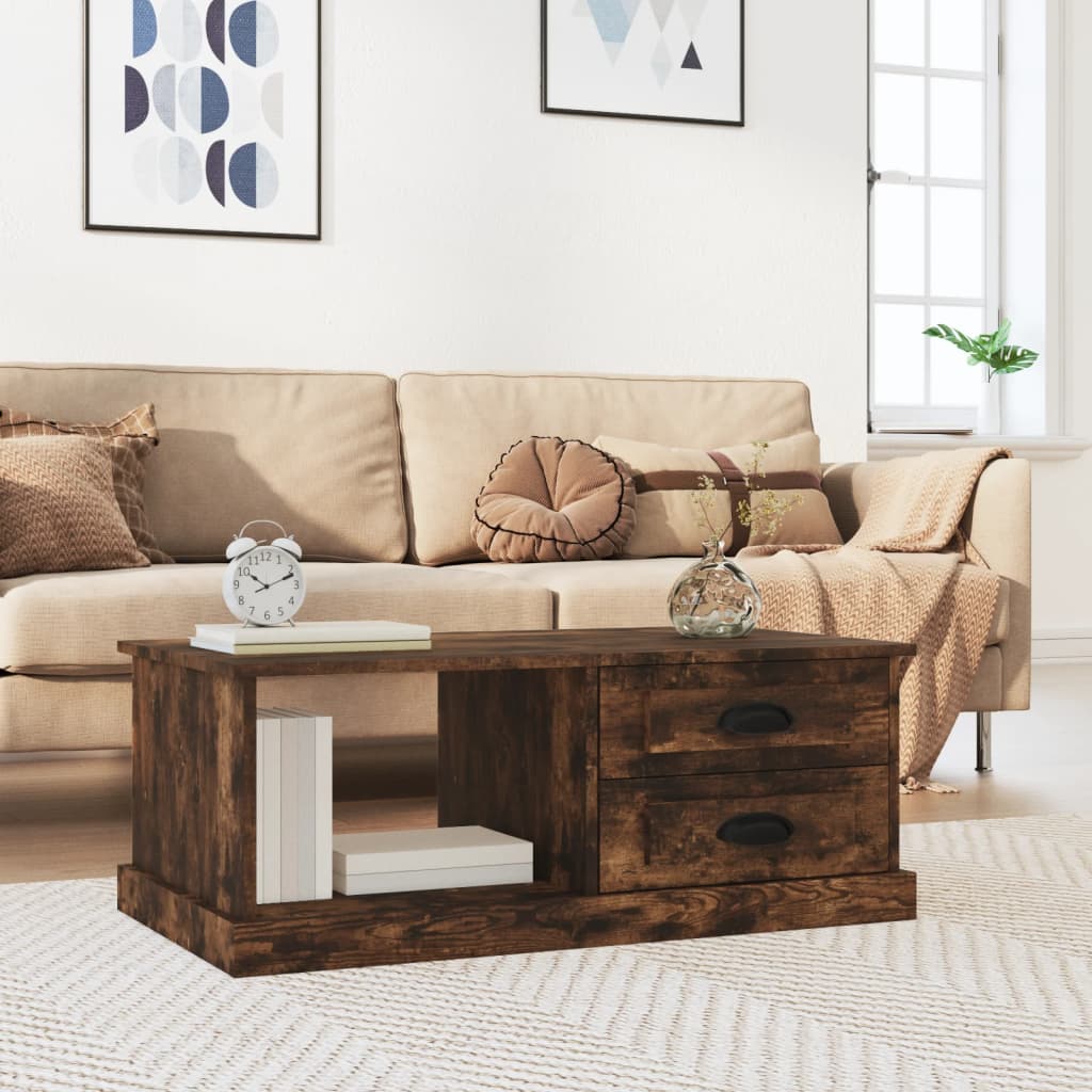 Berkfield Coffee Table Smoked Oak 90x50x35 cm Engineered Wood