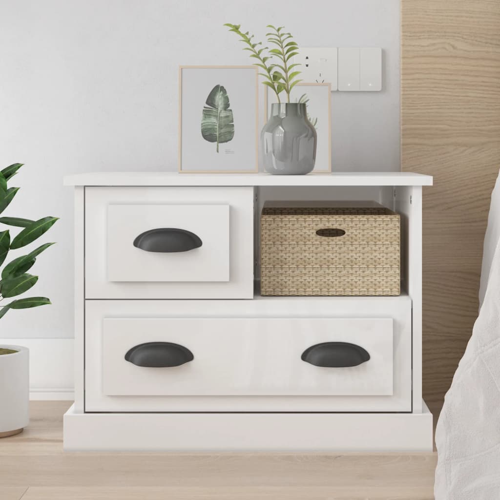 Berkfield Bedside Cabinet High Gloss White 60x39x45 cm