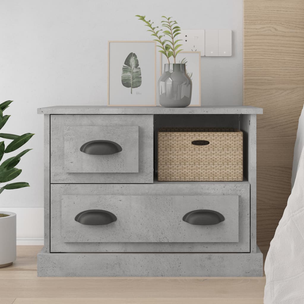 Berkfield Bedside Cabinet Concrete Grey 60x39x45 cm