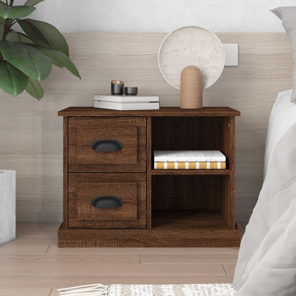Berkfield Bedside Cabinet Brown Oak 60x35.5x45 cm