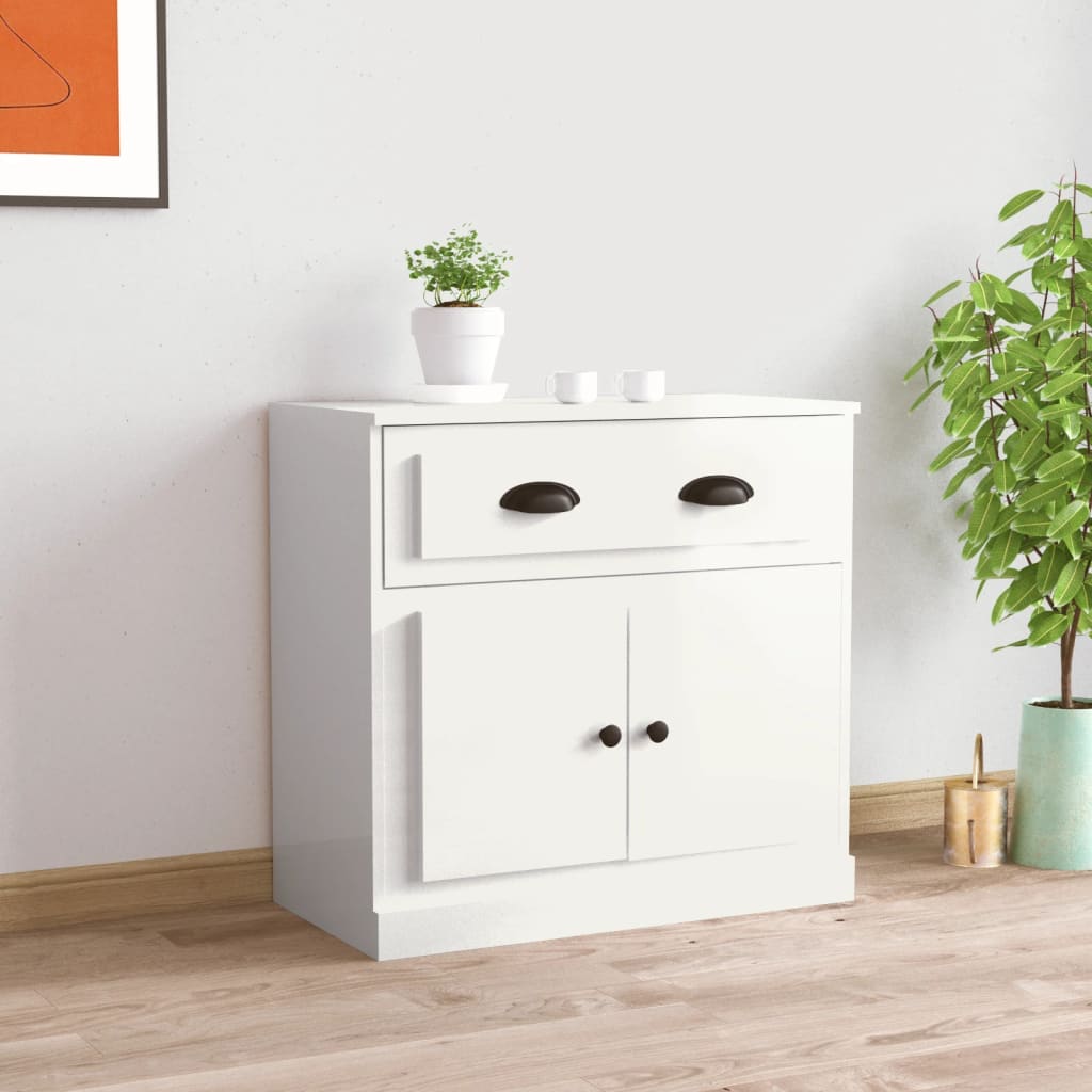 Berkfield Sideboard High Gloss White 70x35.5x67.5 cm Engineered Wood