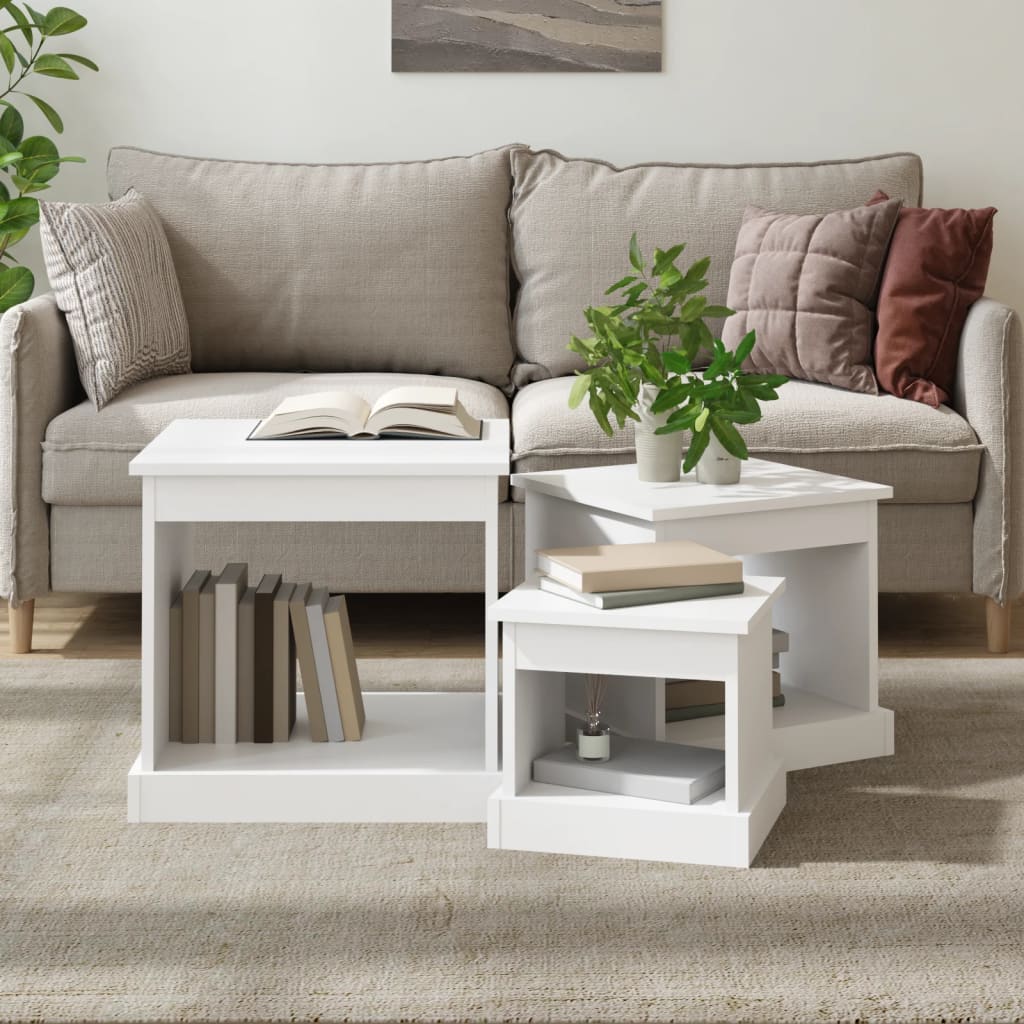Berkfield Nesting Tables 3 pcs White Engineered Wood
