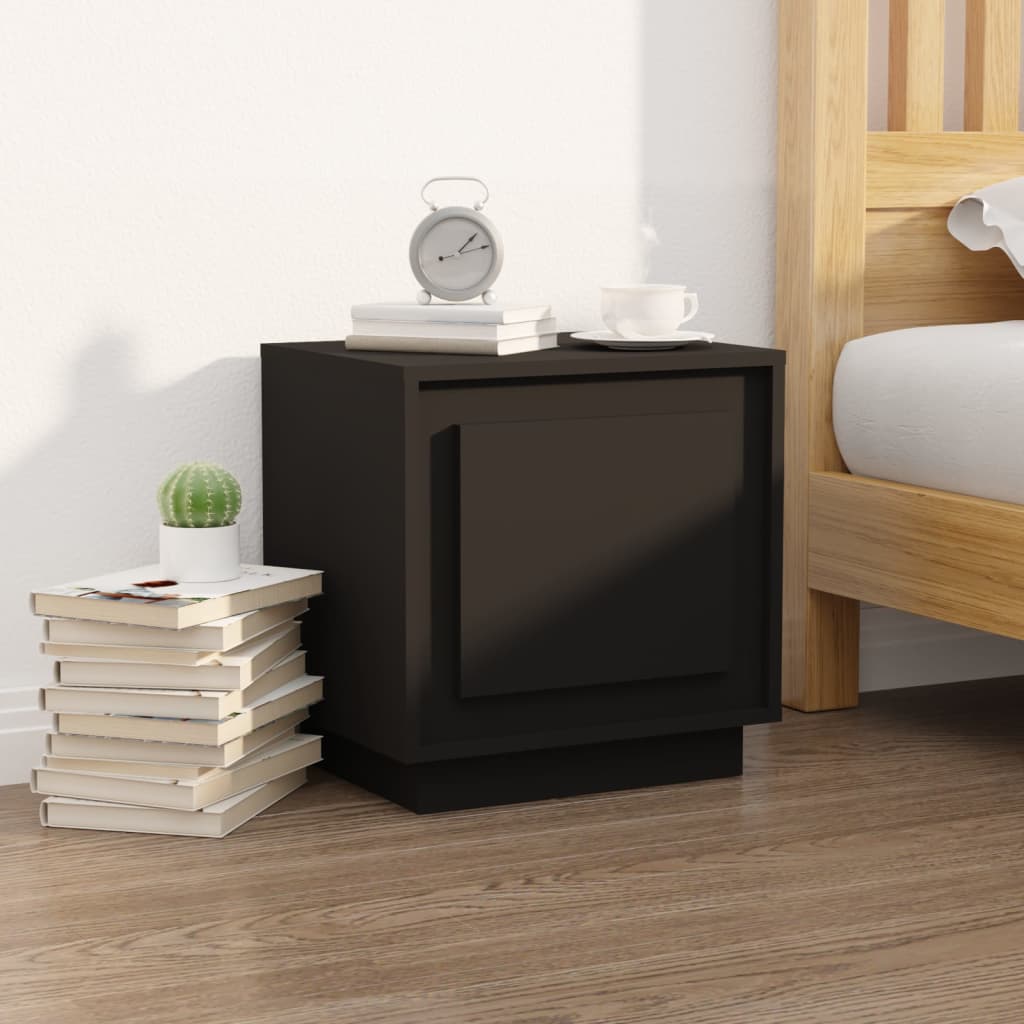 Berkfield Bedside Cabinet Black 44x35x45 cm Engineered Wood