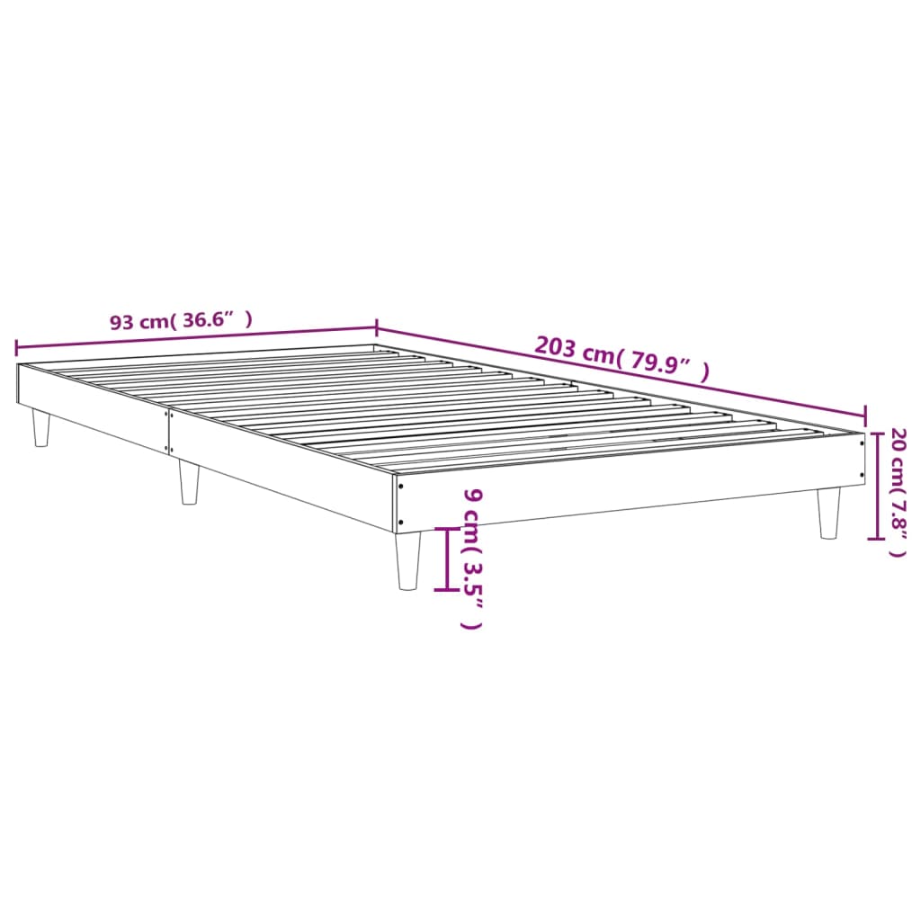 Berkfield Bed Frame White 90x200 cm Engineered Wood