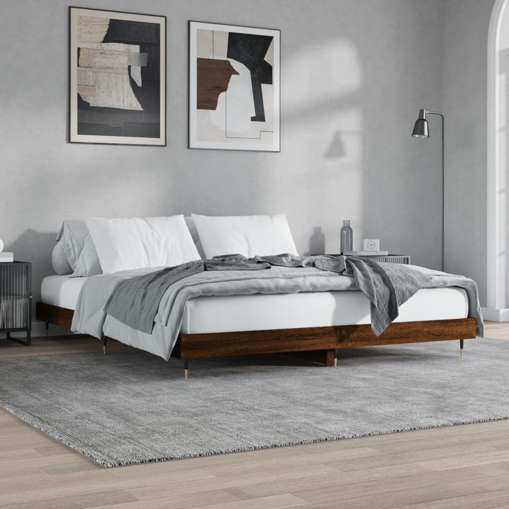 Berkfield Bed Frame Brown Oak 200x200 cm Engineered Wood