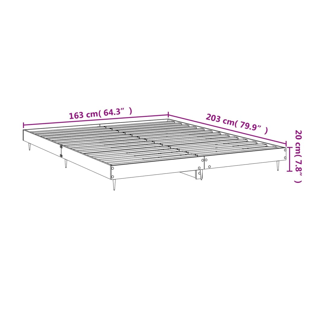 Berkfield Bed Frame Smoked Oak 160x200 cm Engineered Wood