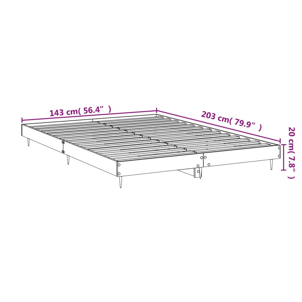Berkfield Bed Frame Concrete Grey 140x200 cm Engineered Wood