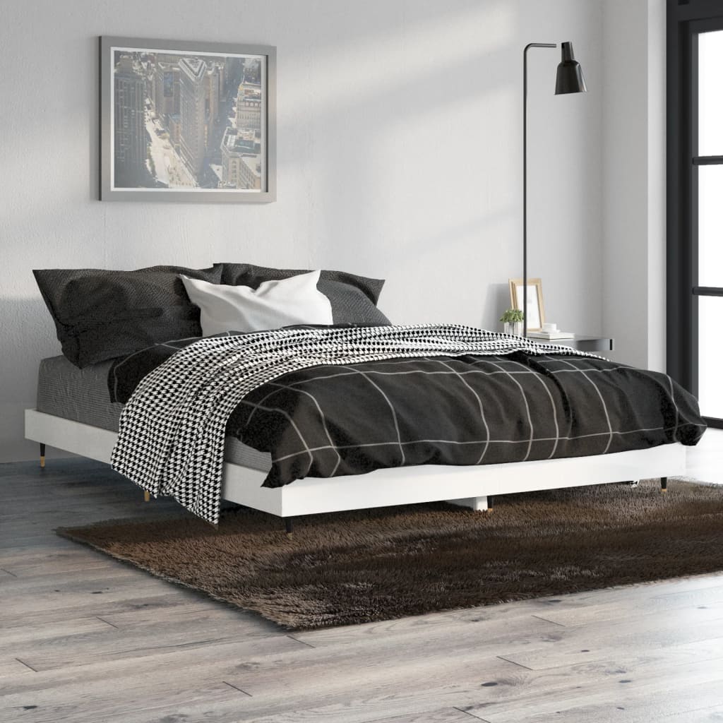 Berkfield Bed Frame High Gloss White 140x190 cm Engineered Wood