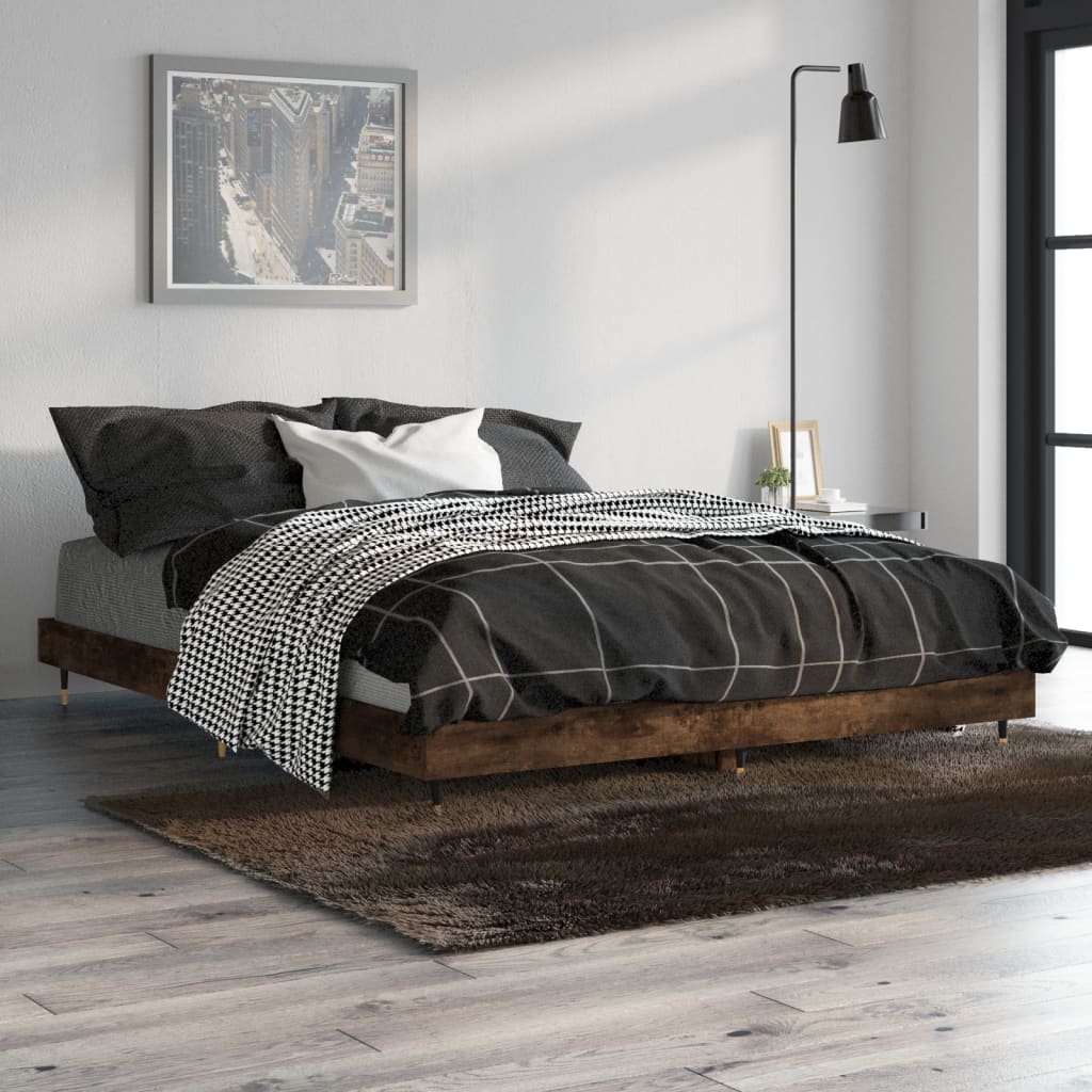 Berkfield Bed Frame Smoked Oak 140x190 cm Engineered Wood