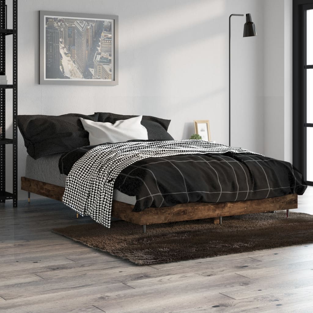Berkfield Bed Frame Smoked Oak 120x190 cm 4FT Small Double Engineered Wood