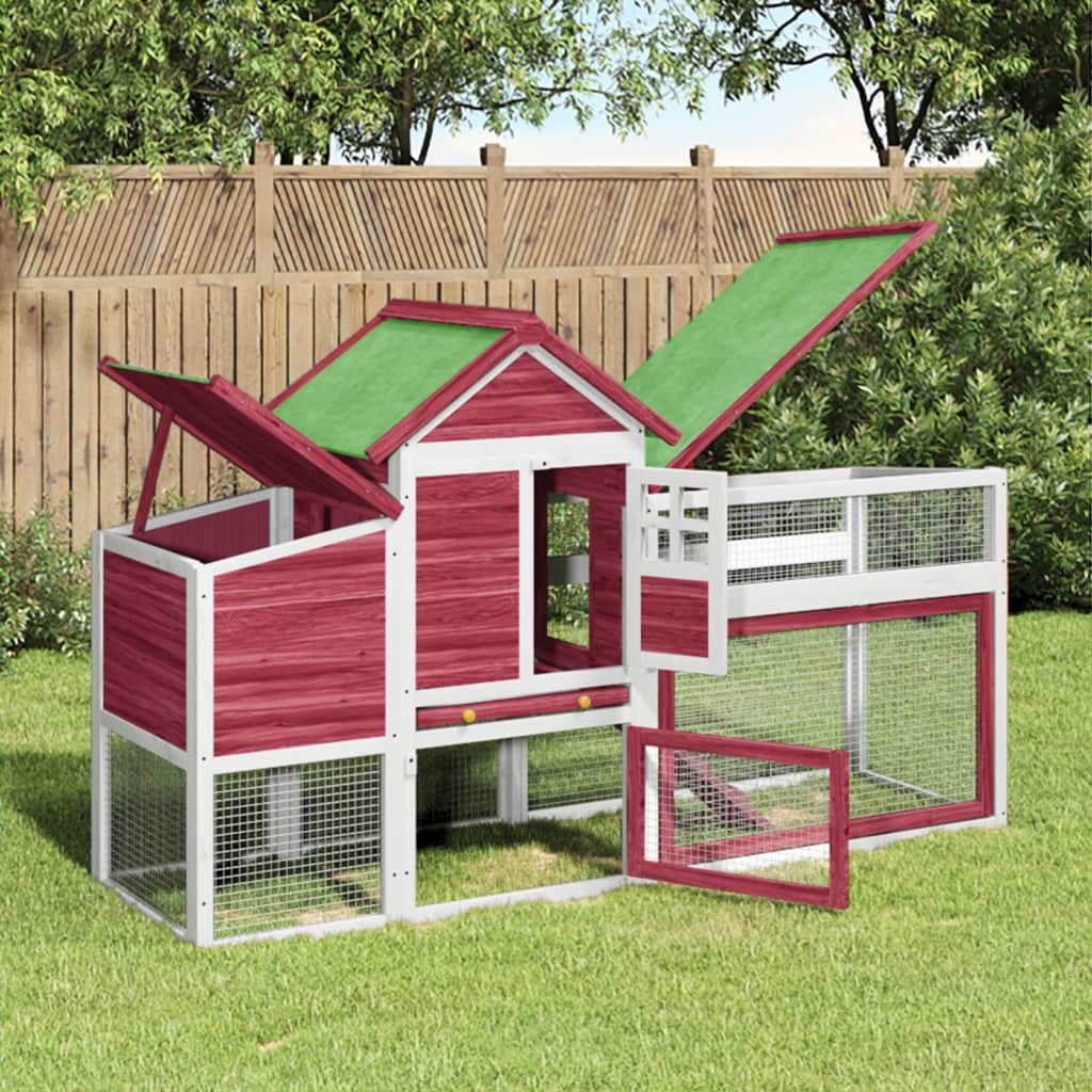 Berkfield Chicken Coop Red 186.5x58.5x113 cm Solid Wood Pine