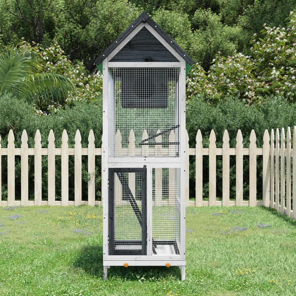 Berkfield Bird House Grey 60x58.5x160 cm Solid Wood Pine