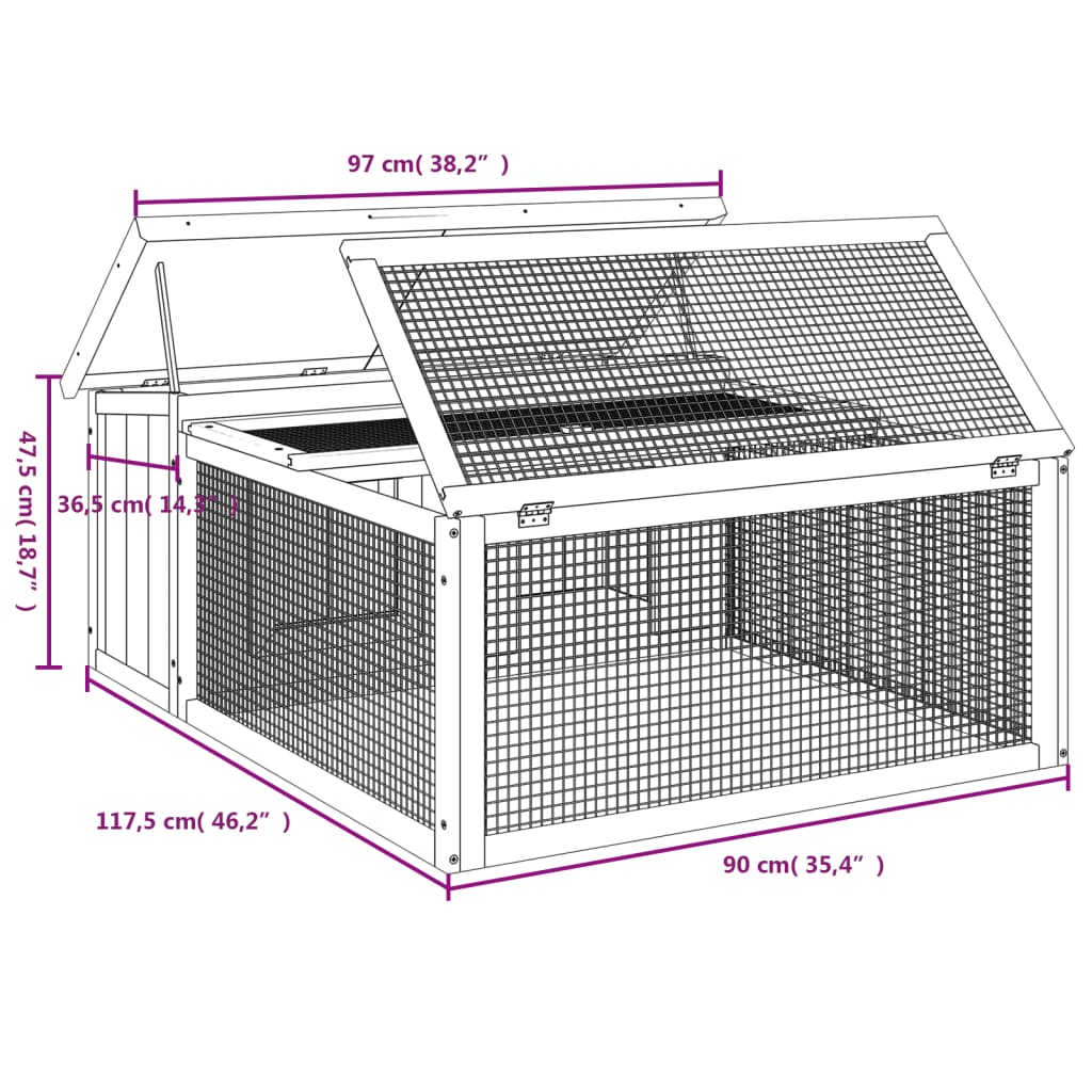 Berkfield Rabbit Hutch Mocha 117.5x97x47.5 cm Solid Wood Pine