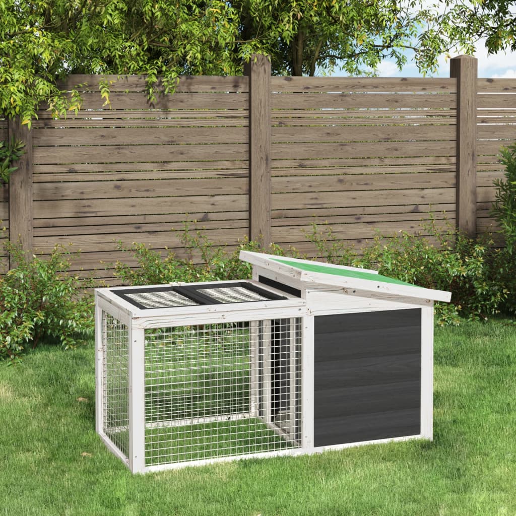 Berkfield Rabbit Hutch Grey 100.5x54x55 cm Solid Wood Pine