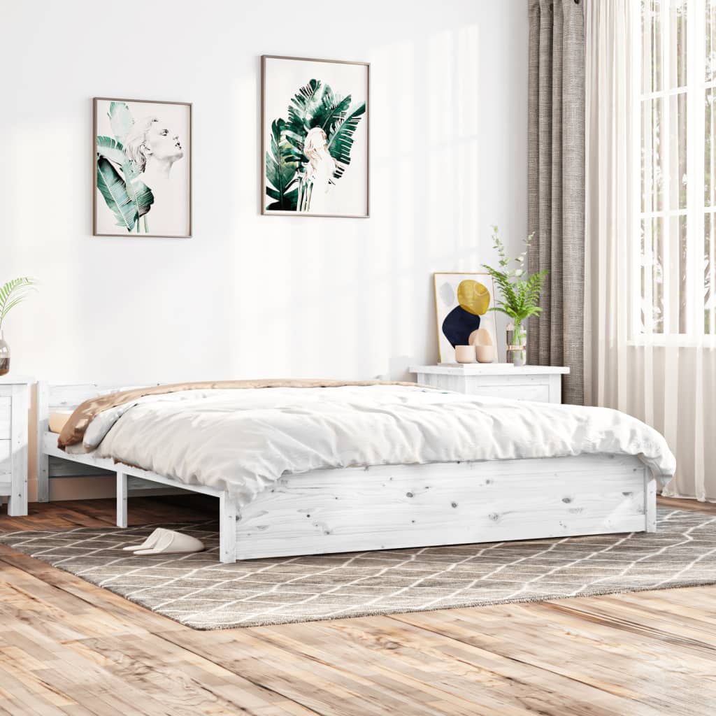 Berkfield Bed Frame White Solid Wood 160x200 cm