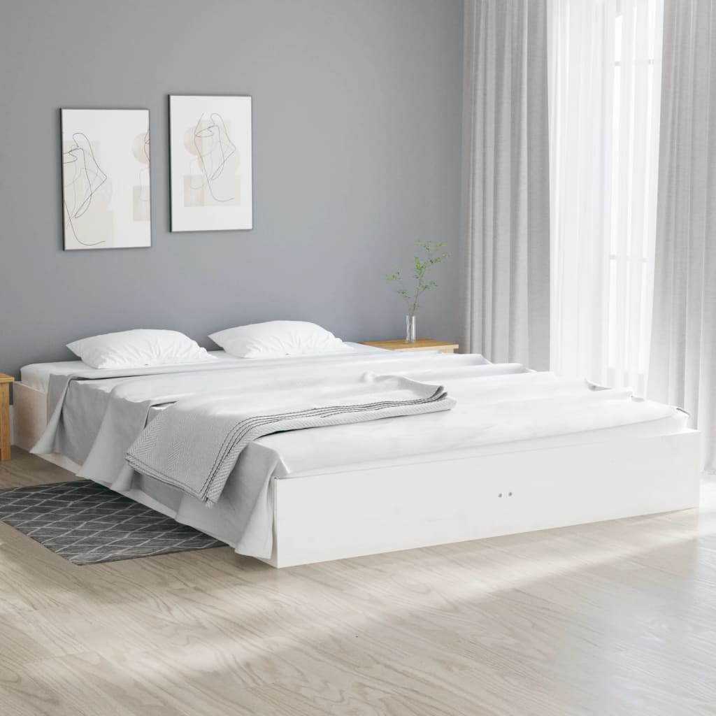 Berkfield Bed Frame White Solid Wood 200x200 cm