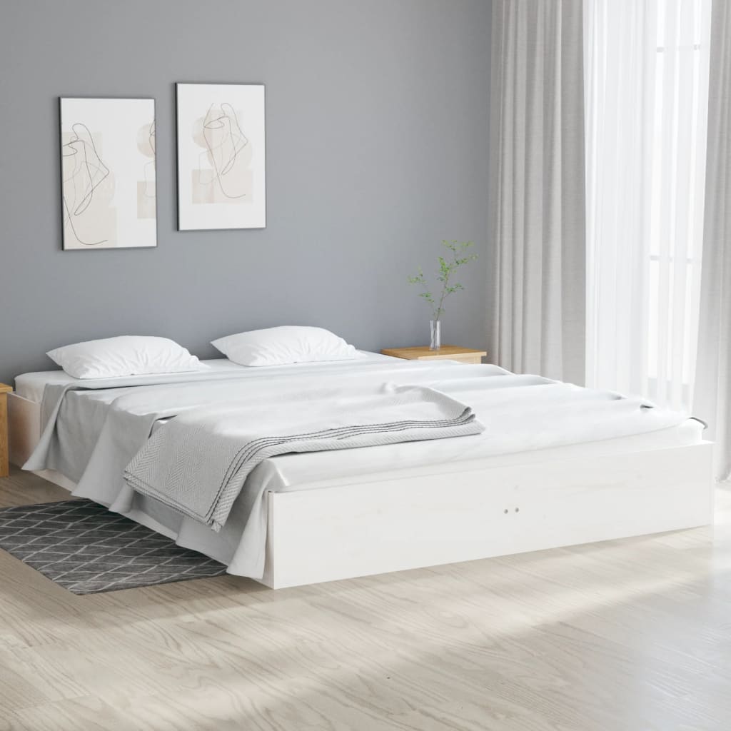 Berkfield Bed Frame White 120x190 cm Small Double Solid Wood