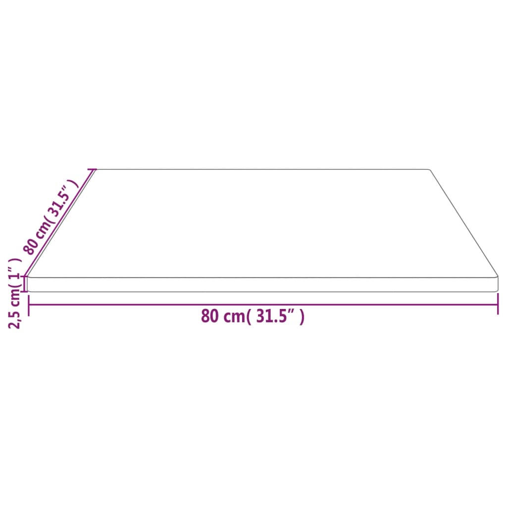 Berkfield Table Top 80x80x2.5 cm Solid Wood Pine Square