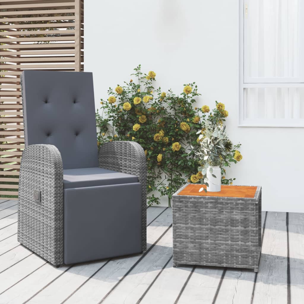 Berkfield 2 Piece Garden Lounge Set Grey Poly Rattan&Solid Wood Acacia