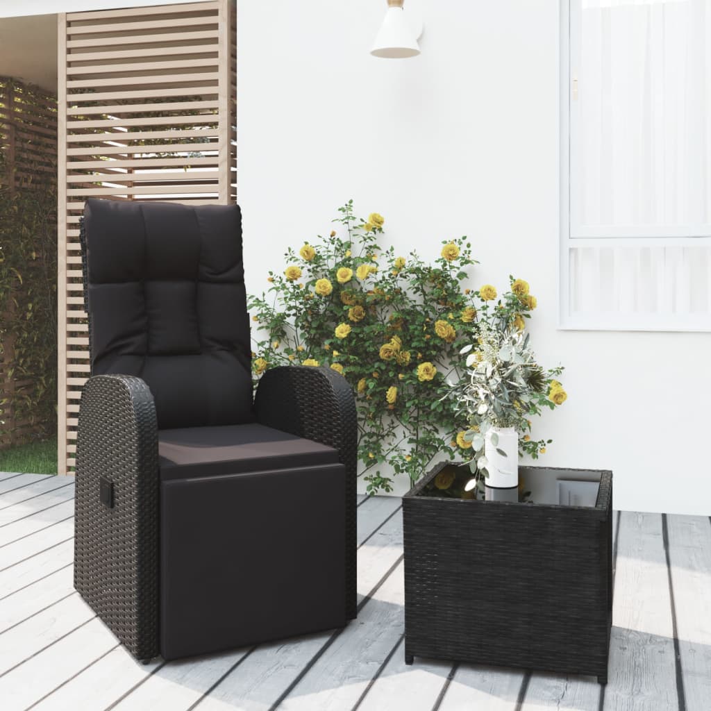 Berkfield 2 Piece Garden Lounge Set Black Poly Rattan&Steel