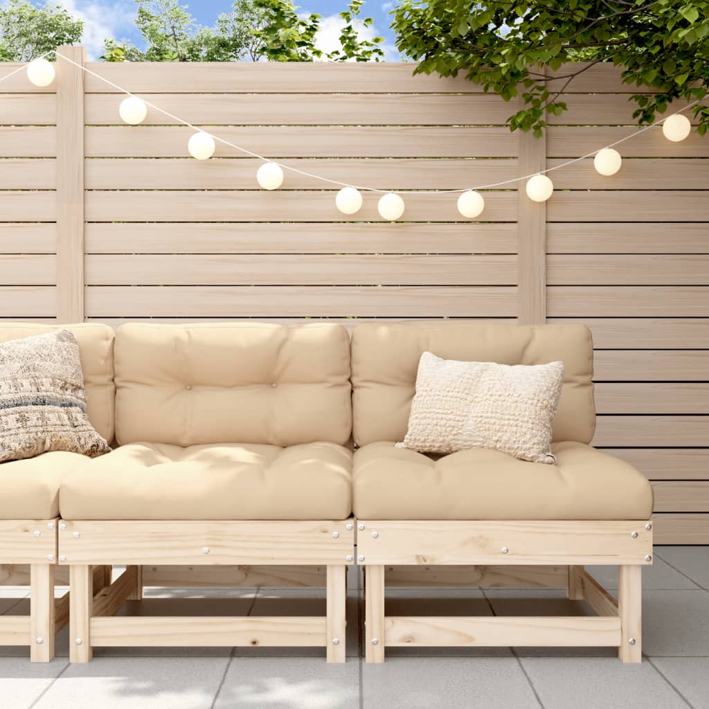 Berkfield Middle Sofas with Cushions 2 pcs Solid Wood Pine