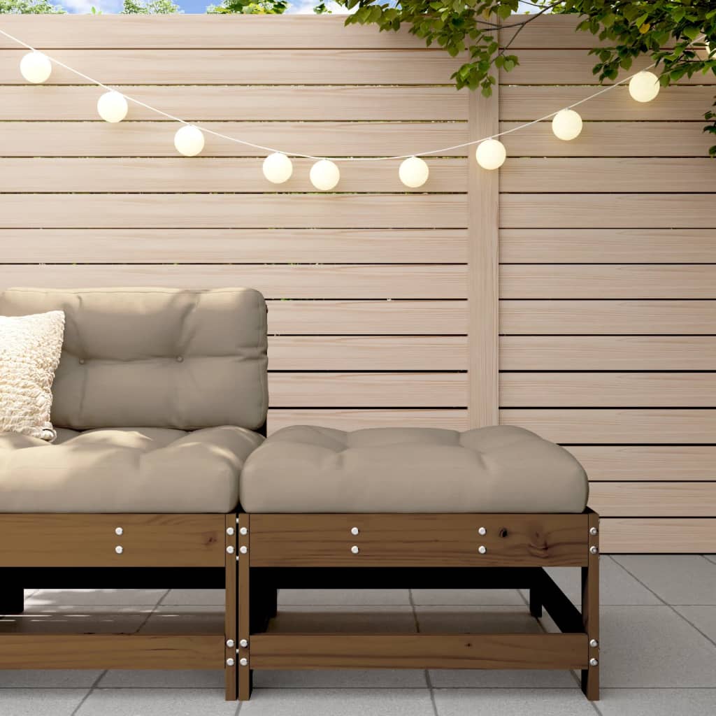 Berkfield Garden Footstool with Cushion Honey Brown Solid Wood Pine