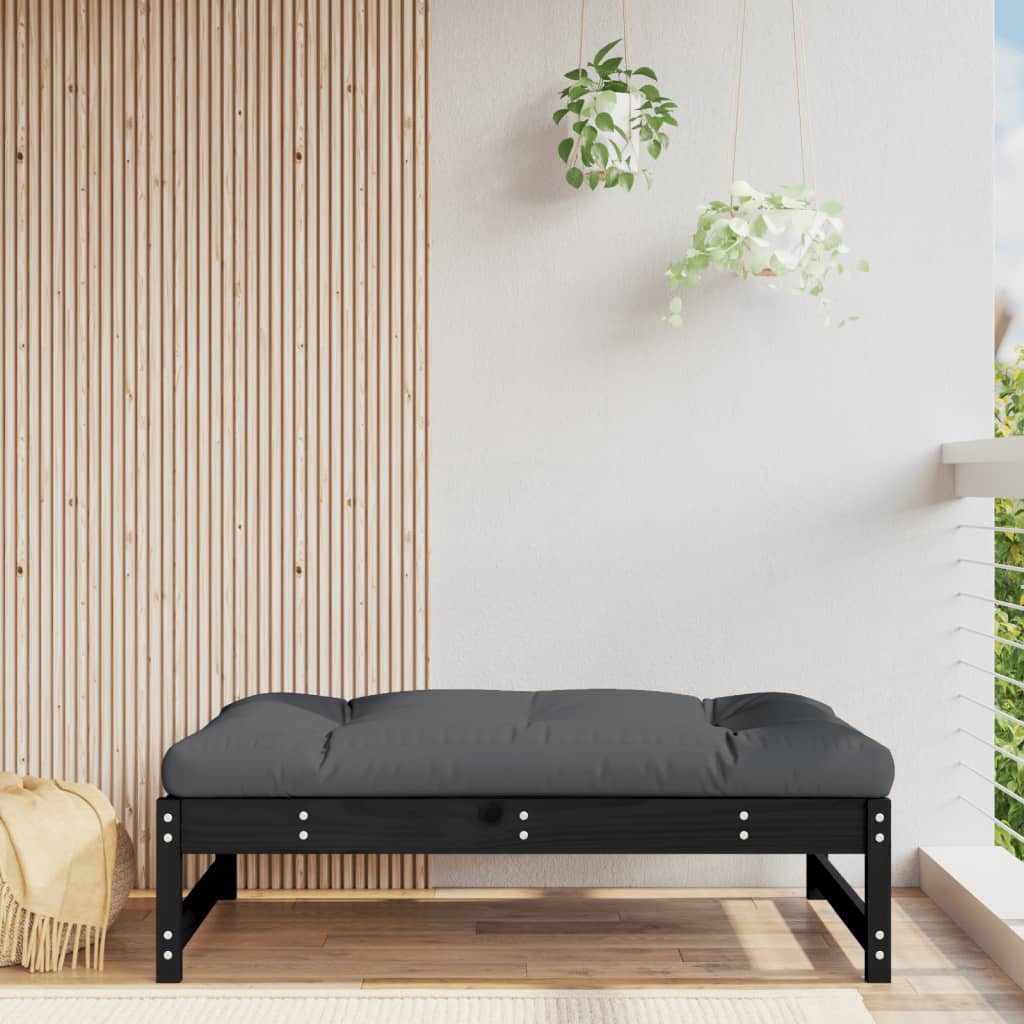Berkfield Garden Footstool Black 120x80 cm Solid Wood Pine