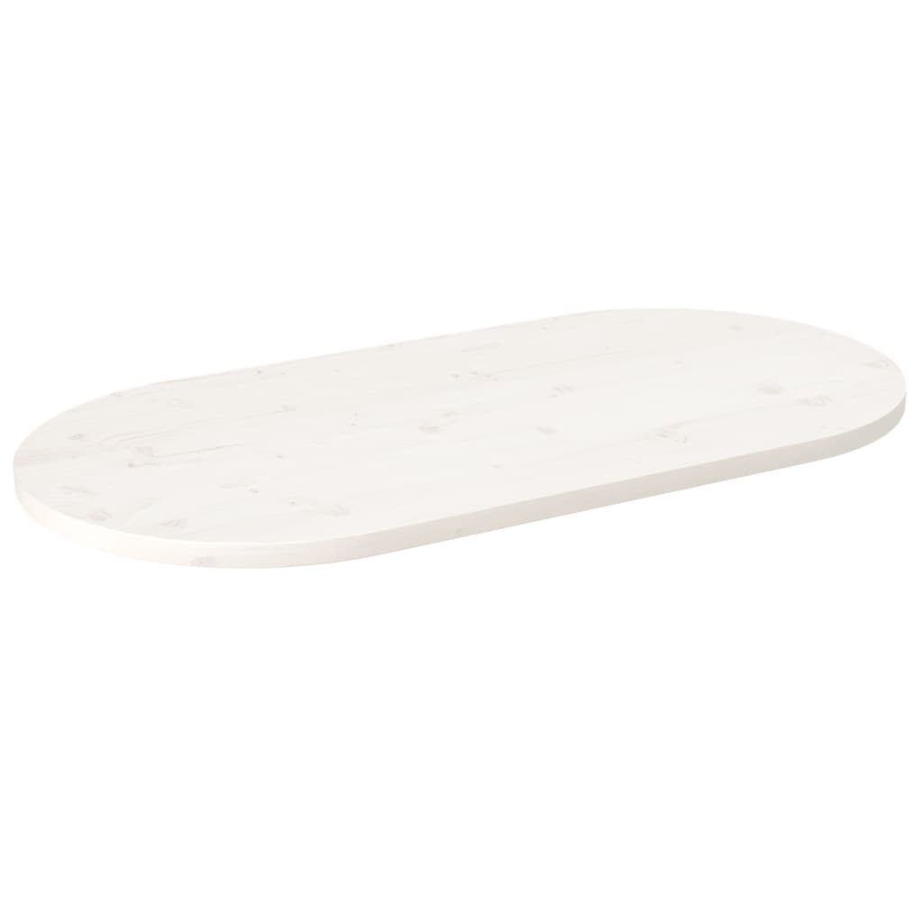 Berkfield Table Top White 100x50x2.5 cm Solid Wood Pine Oval
