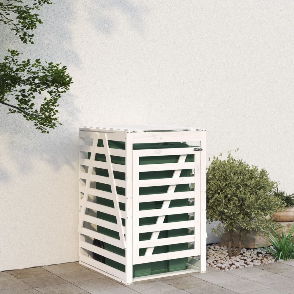 Berkfield Wheelie Bin Storage White 84x90x128.5 cm Solid Wood Pine