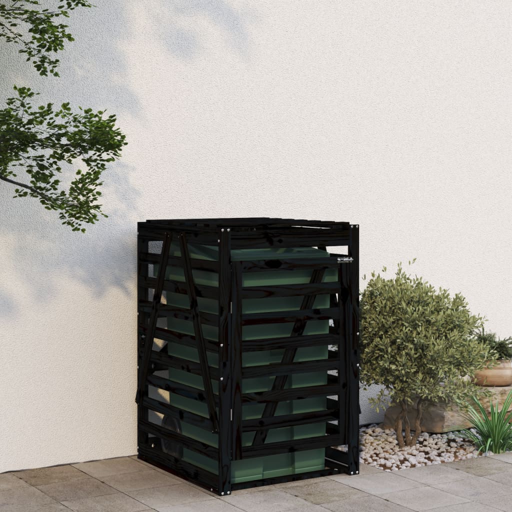 Berkfield Wheelie Bin Storage Black 84x90x128.5 cm Solid Wood Pine
