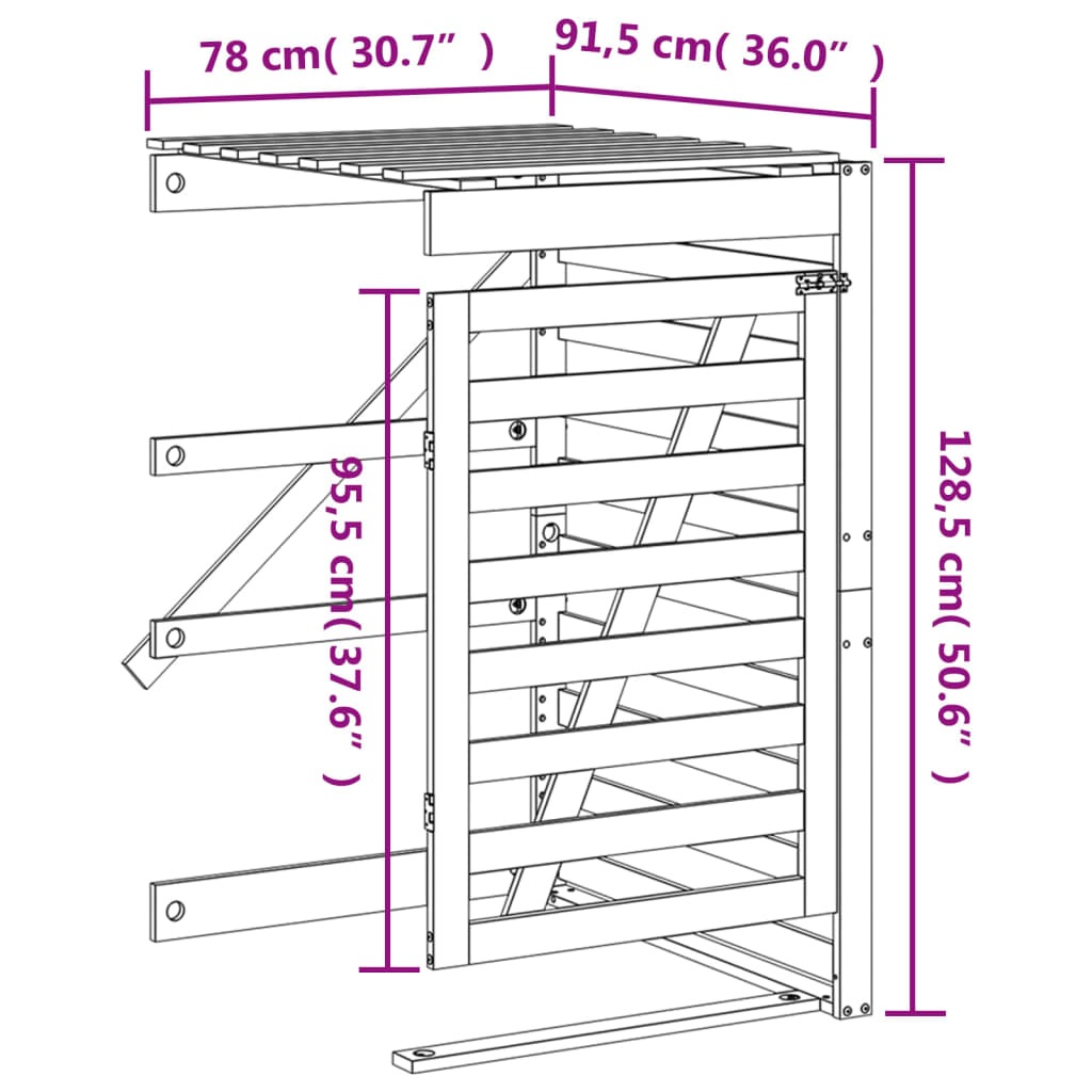Berkfield Wheelie Bin Storage Extension White Solid Wood Pine