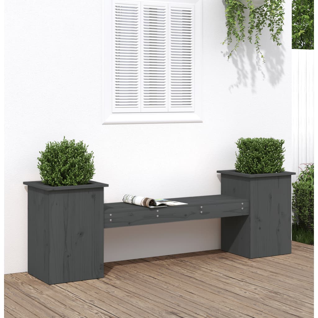 Berkfield Planter Bench Grey 184.5x39.5x56.5 cm Solid Wood Pine