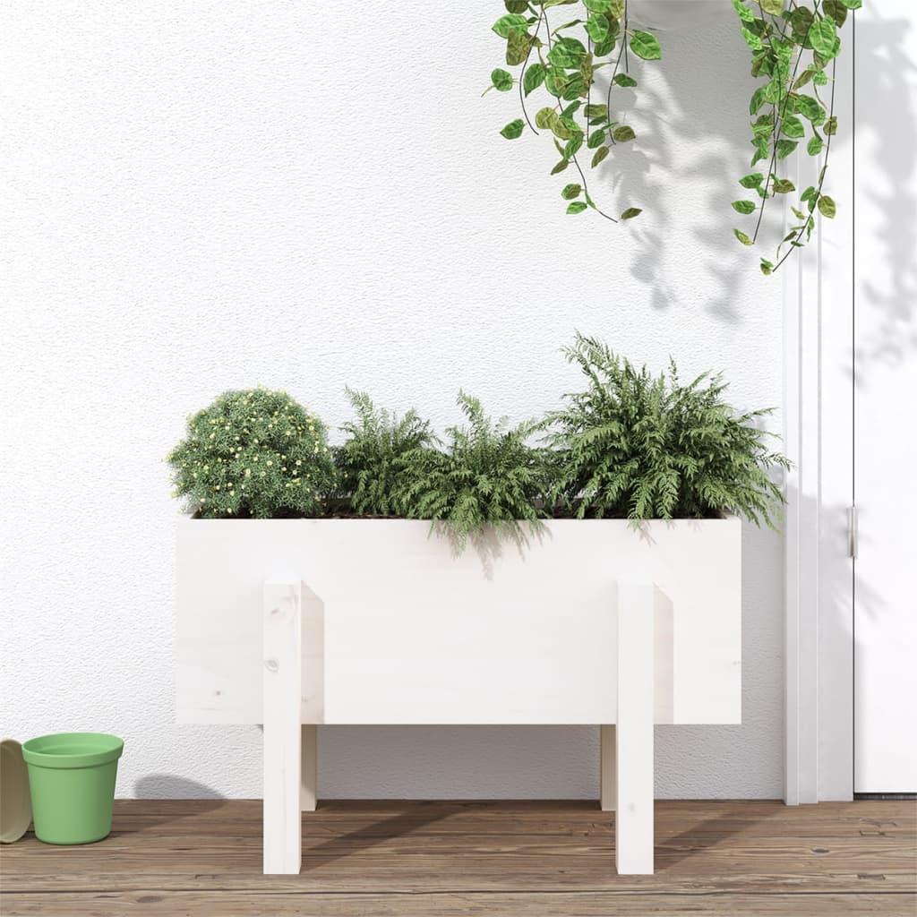 Berkfield Garden Planter White 62x30x38 cm Solid Wood Pine