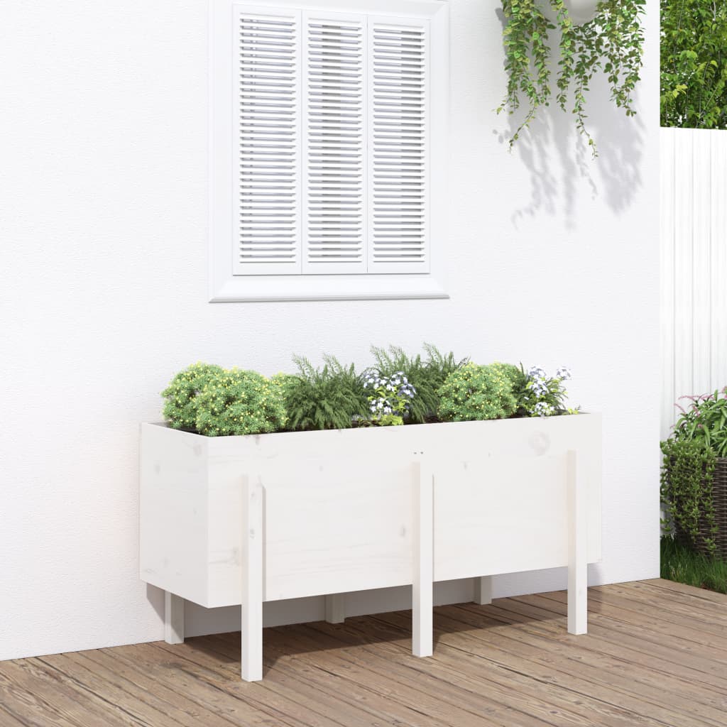 Berkfield Garden Raised Bed White 121x50x57 cm Solid Wood Pine