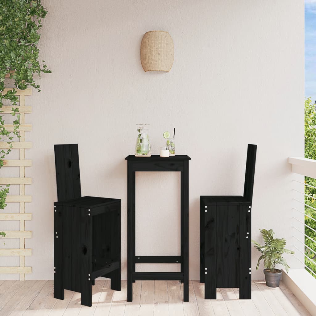 Berkfield Bar Stools 2 pcs Black 40x42x120 cm Solid Wood Pine