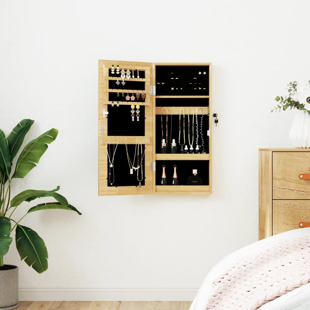 Berkfield Mirror Jewellery Cabinet Wall Mounted 30x8.5x67 cm