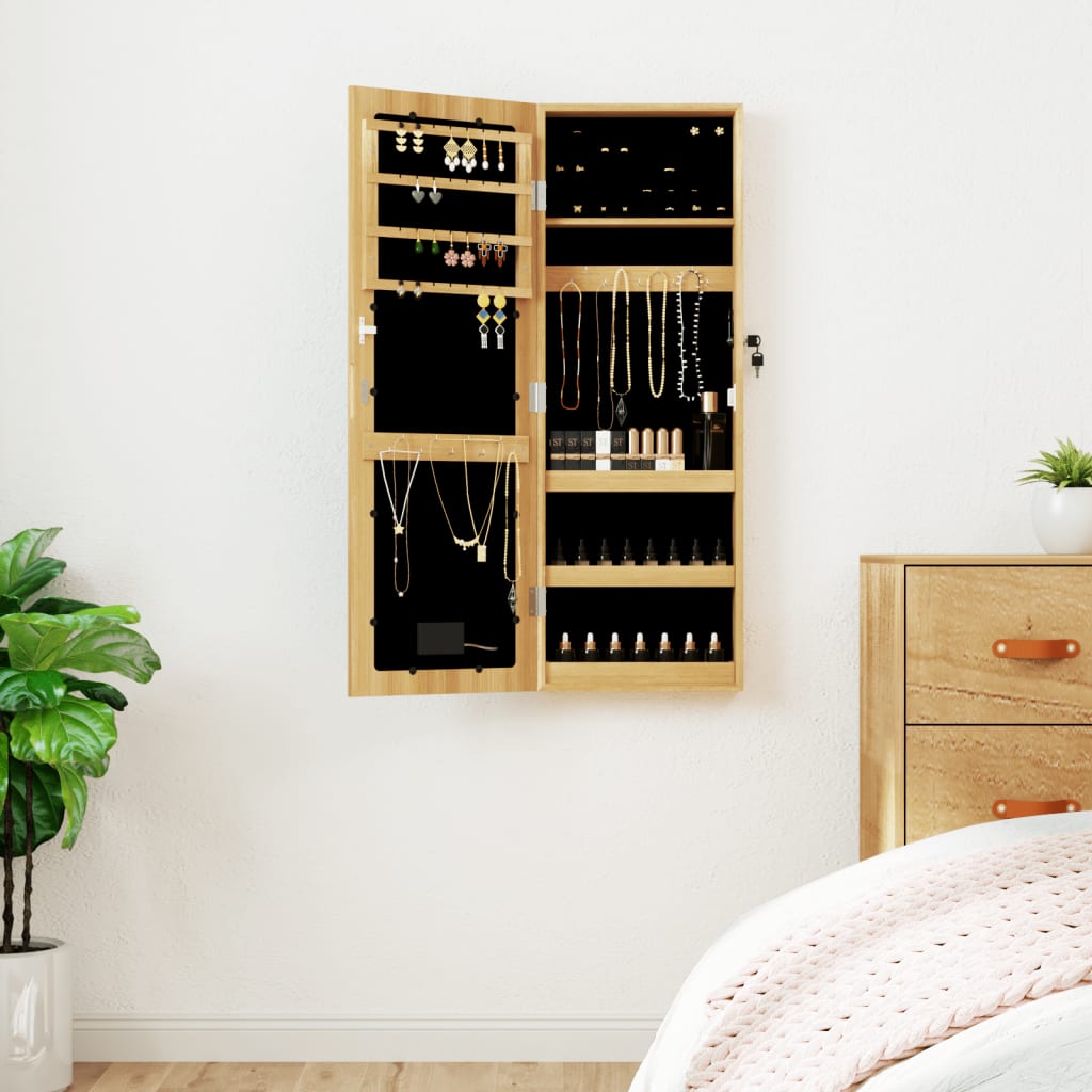 Berkfield Mirror Jewellery Cabinet with LED Lights Wall Mounted