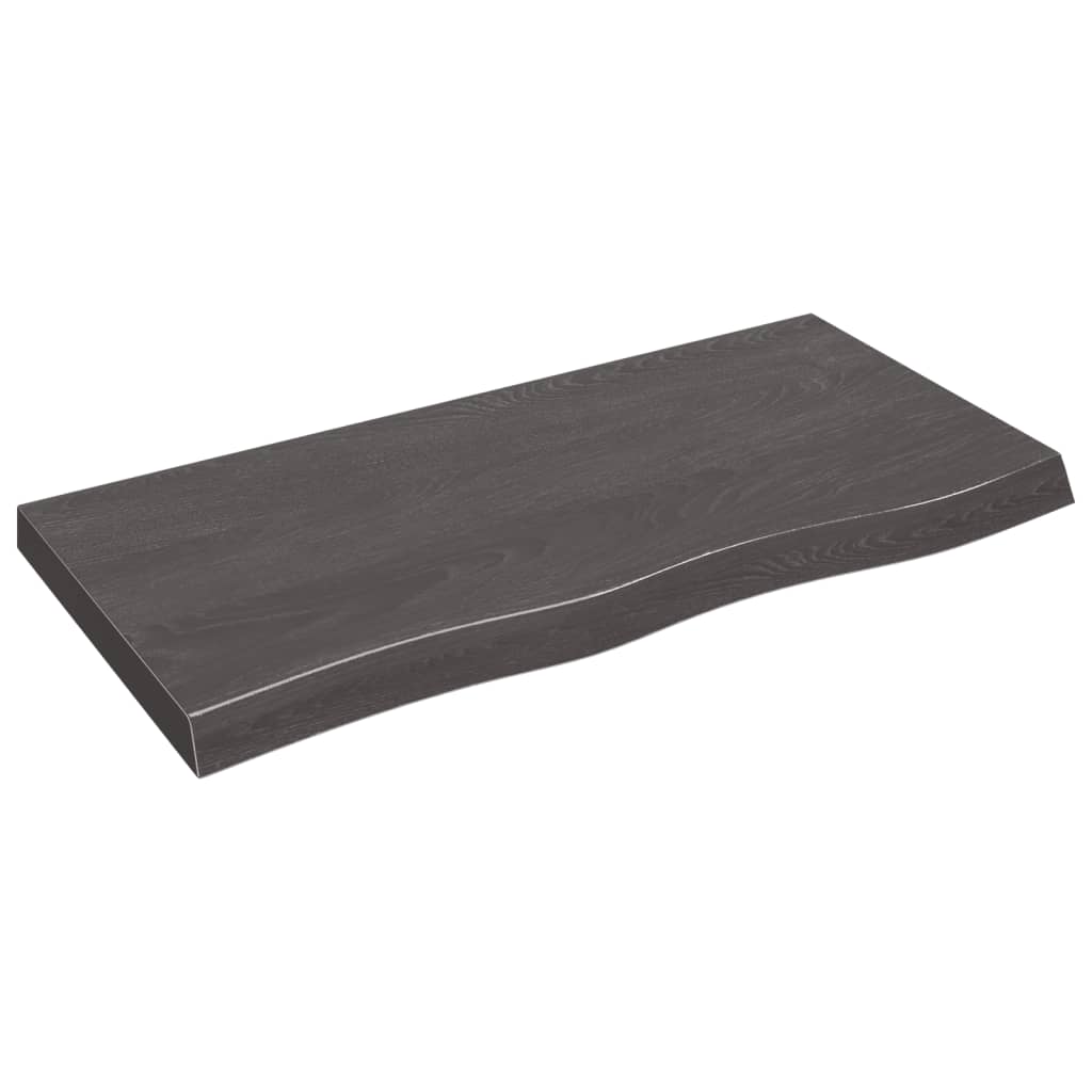 Berkfield Wall Shelf Dark Grey 100x50x6 cm Treated Solid Wood Oak