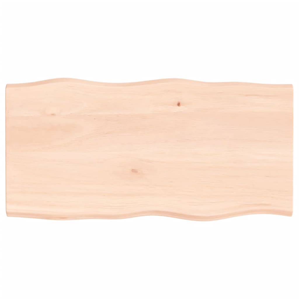 Berkfield Table Top 100x50x2 cm Untreated Solid Wood Oak Live Edge
