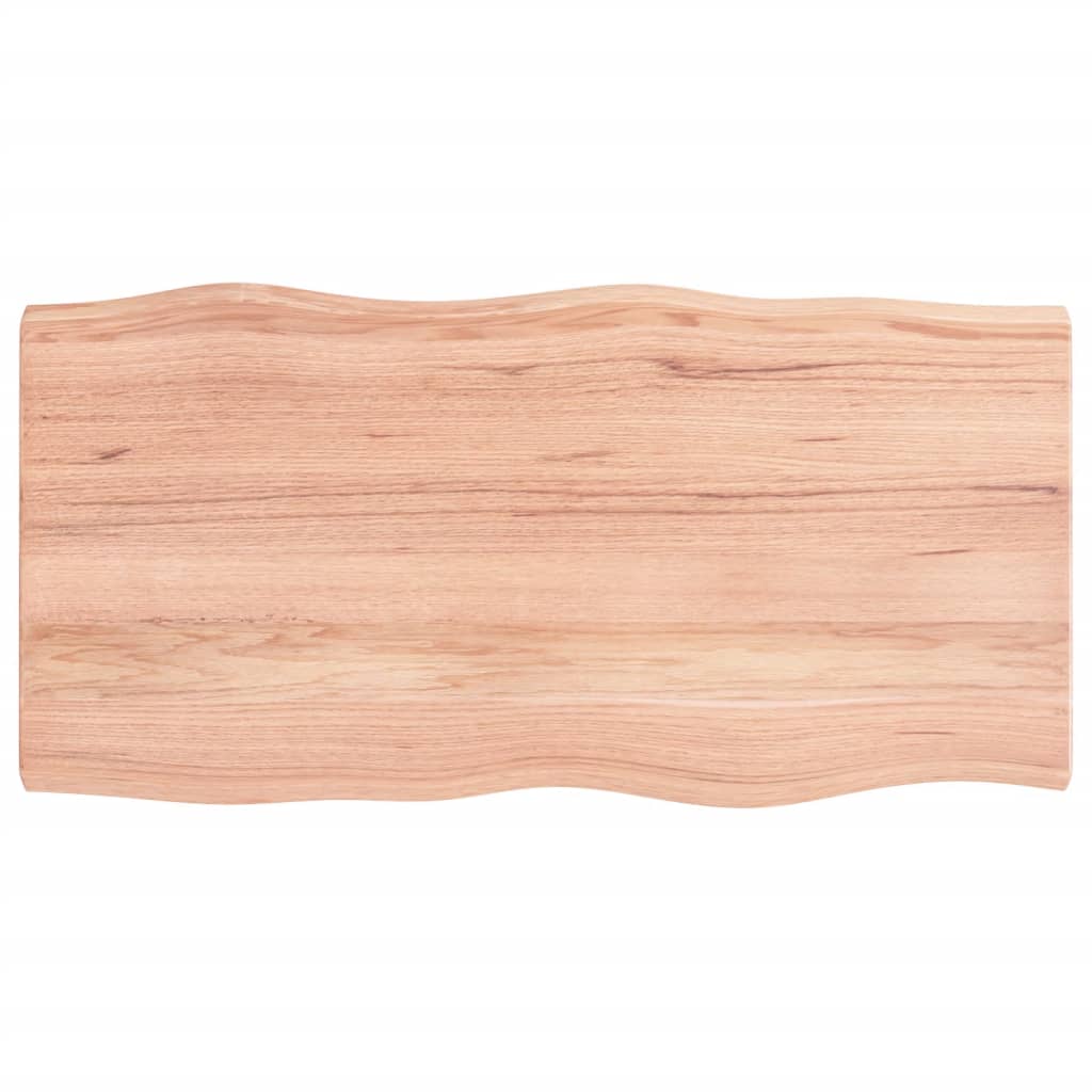 Berkfield Table Top Light Brown 100x50x6 cm Treated Solid Wood Oak Live Edge