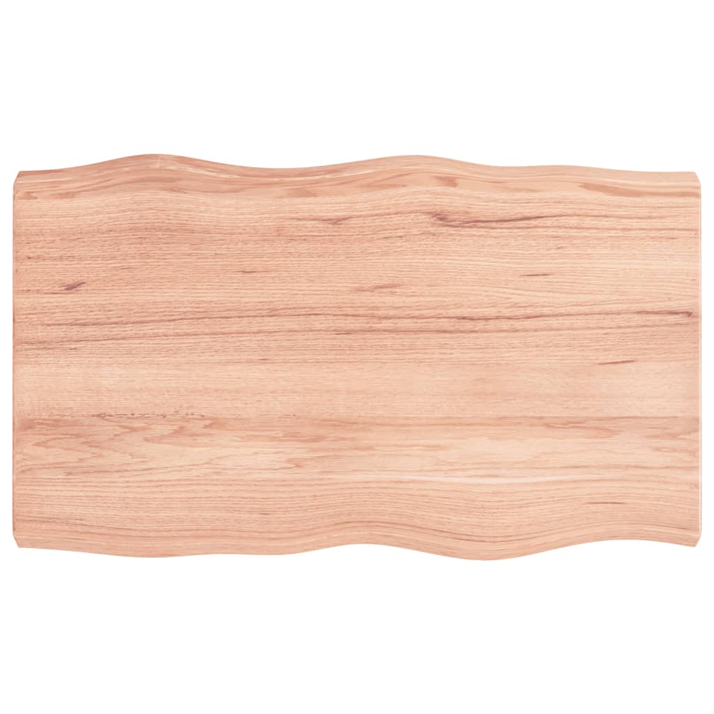 Berkfield Table Top Light Brown 100x60x6 cm Treated Solid Wood Oak Live Edge