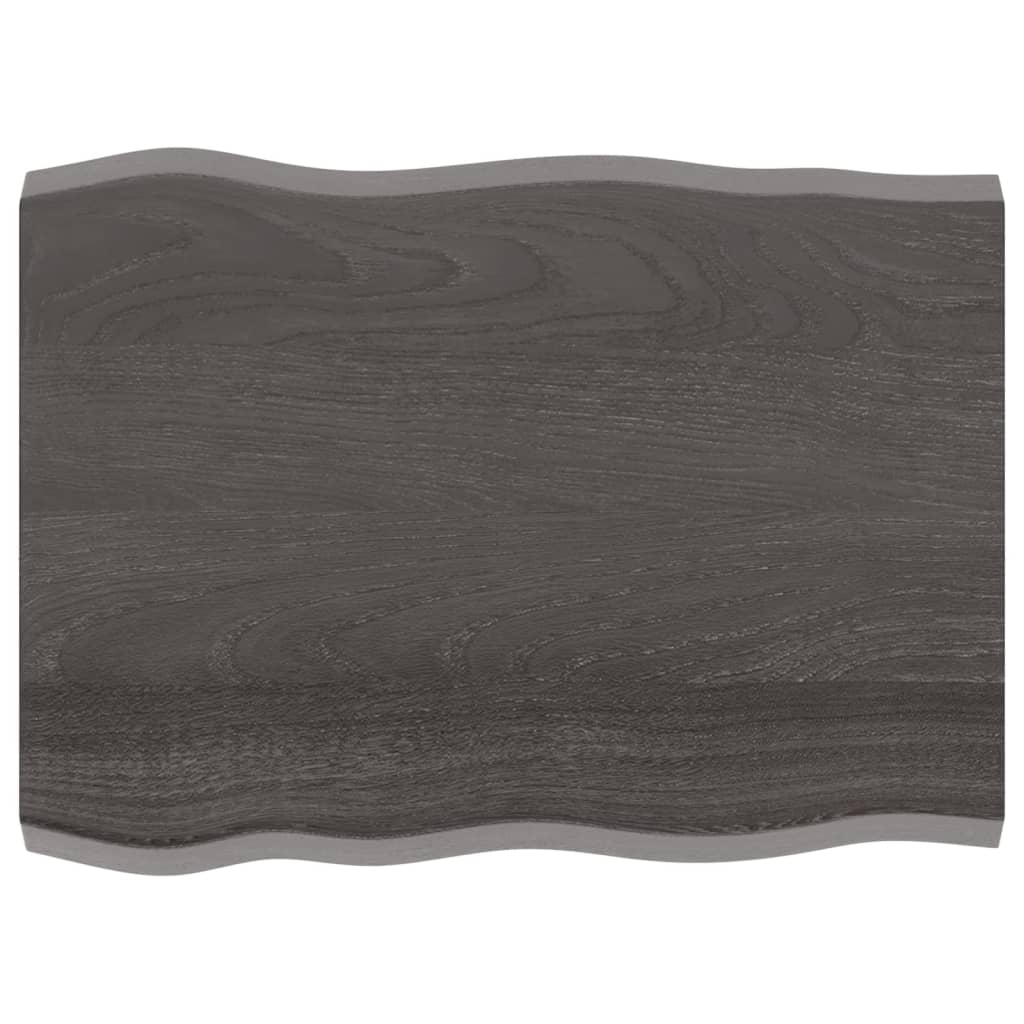 Berkfield Table Top Dark Grey 80x60x4 cm Treated Solid Wood Oak Live Edge