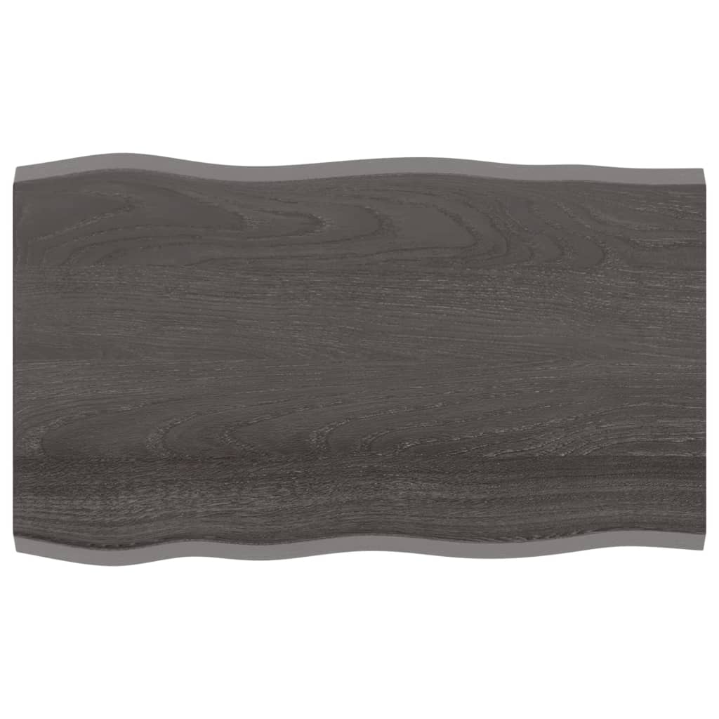 Berkfield Table Top Dark Grey 100x60x2 cm Treated Solid Wood Oak Live Edge