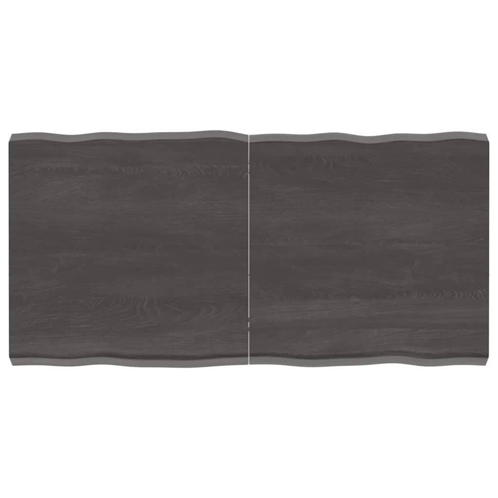 Berkfield Table Top Dark Grey 120x60x6 cm Treated Solid Wood Oak Live Edge