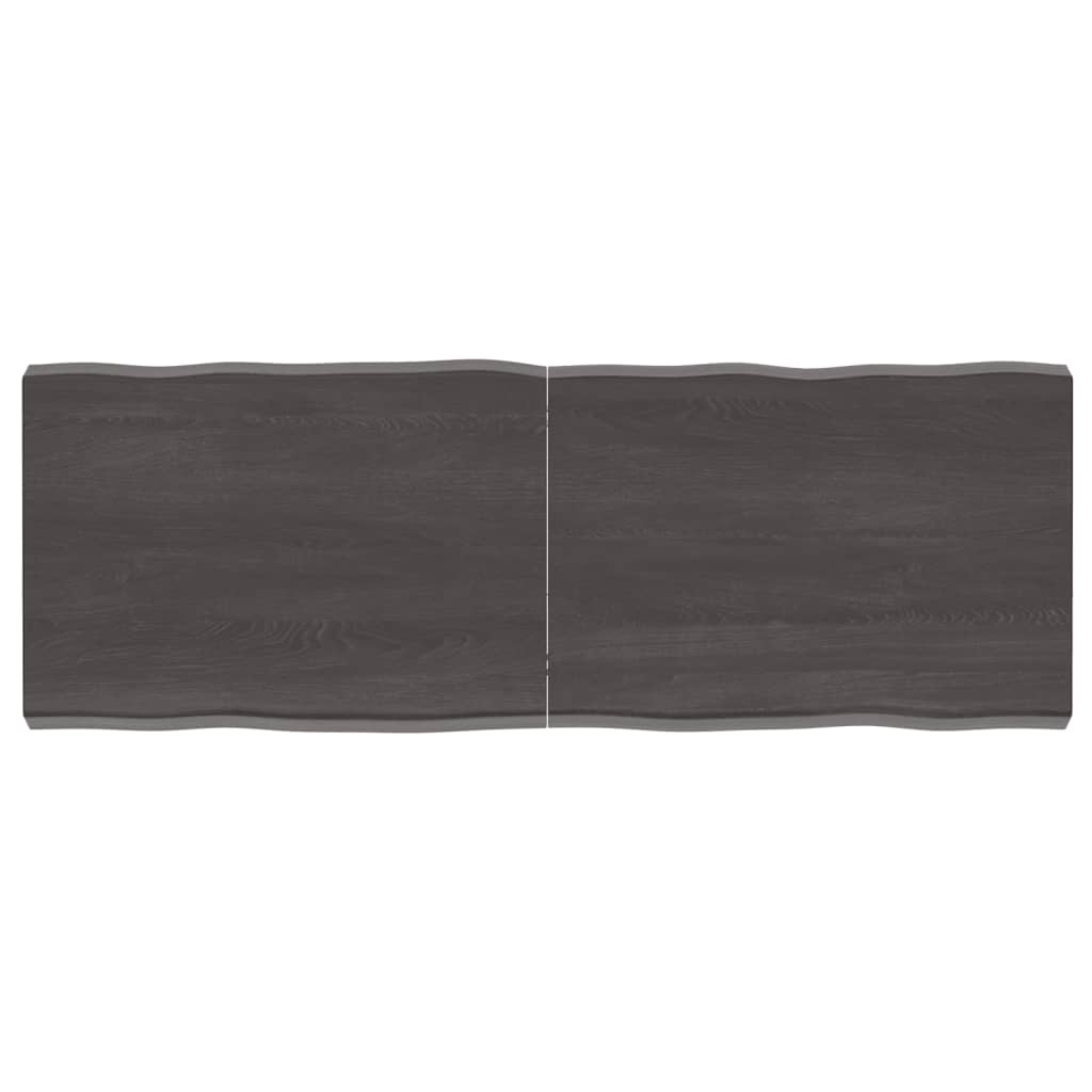 Berkfield Table Top Dark Grey 140x50x6 cm Treated Solid Wood Oak Live Edge