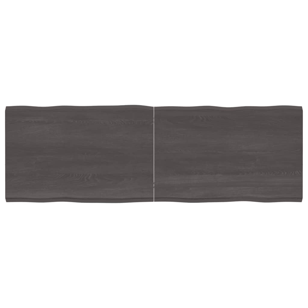 Berkfield Table Top Dark Grey 180x60x4 cm Treated Solid Wood Oak Live Edge