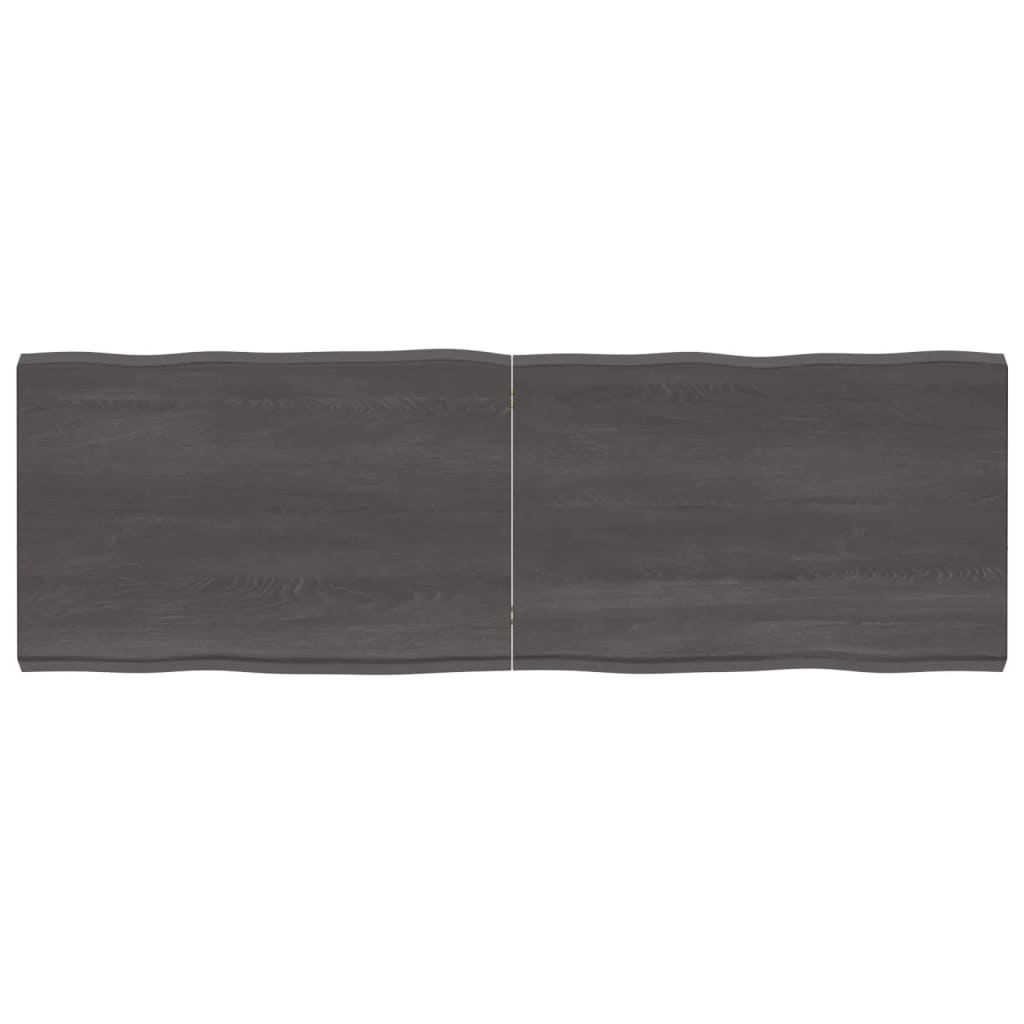 Berkfield Table Top Dark Grey 180x60x6 cm Treated Solid Wood Oak Live Edge