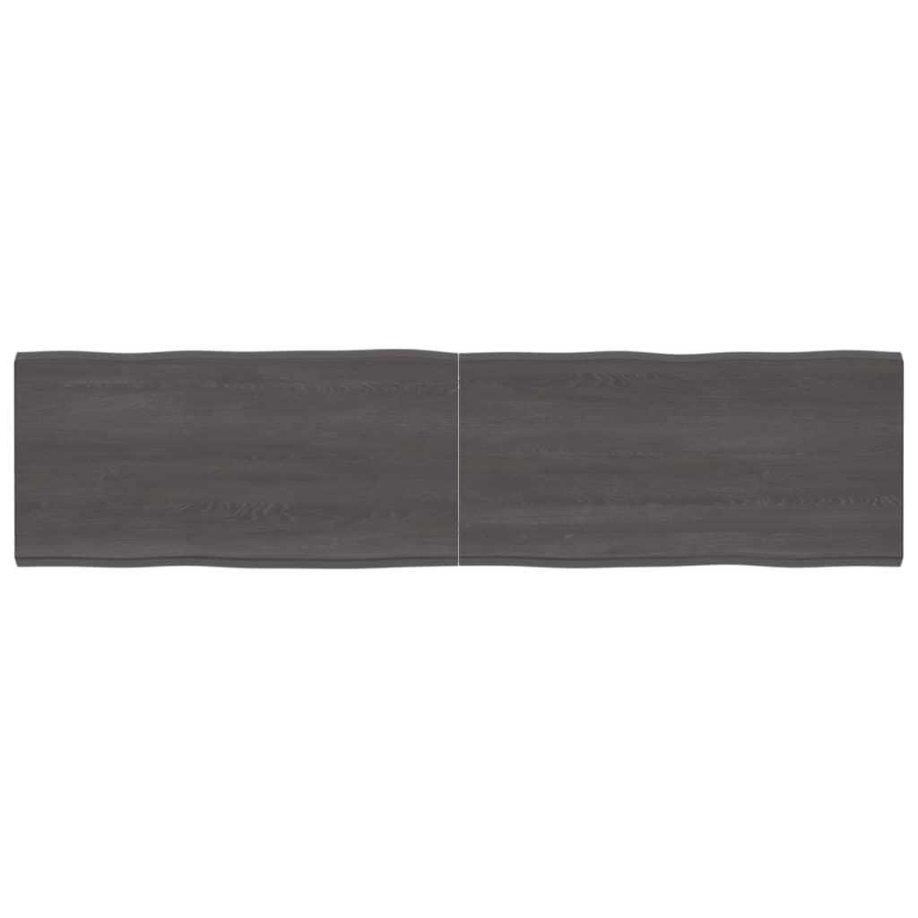 Berkfield Table Top Dark Grey 200x50x6 cm Treated Solid Wood Oak Live Edge