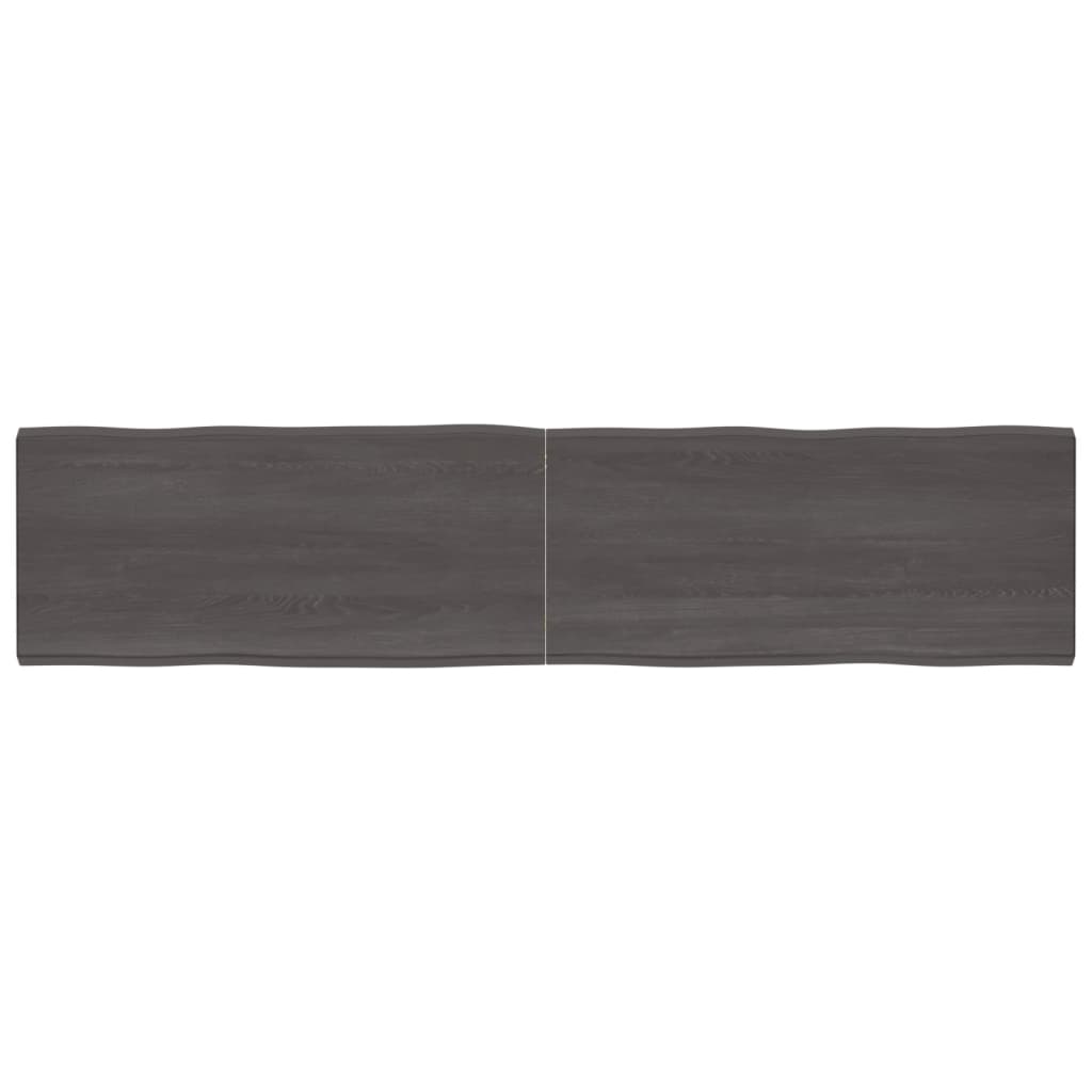 Berkfield Table Top Dark Grey 220x50x4 cm Treated Solid Wood Oak Live Edge